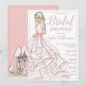 Glitzer Glam Blonde Bride Brautparty Einladung (Vorne/Hinten)