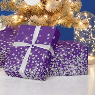 Glitzer glam Diamantfunkel Kristall lila Geschenkpapier