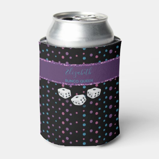 Glitzer Glam Girly Dice Monogram Bunco Can Cooler Dosenkühler (Kanne Vorderseite)