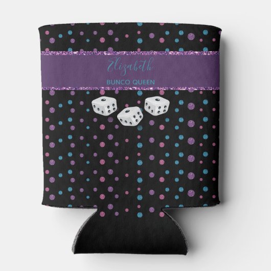 Glitzer Glam Girly Dice Monogram Bunco Can Cooler Dosenkühler (Rückseite)