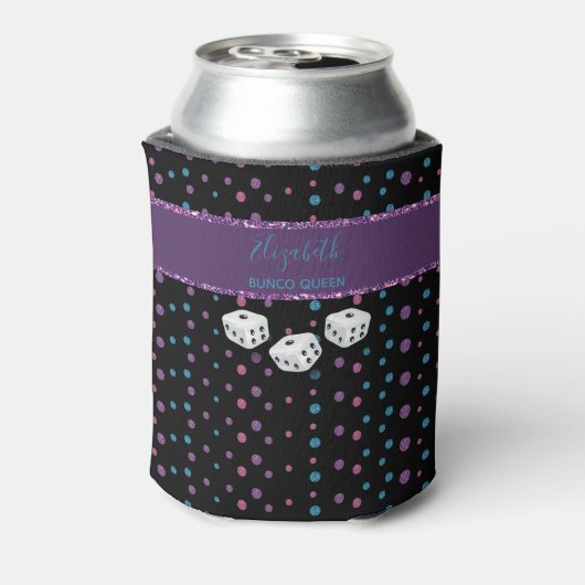 Glitzer Glam Girly Dice Monogram Bunco Can Cooler Dosenkühler (Kanne Rückseite)