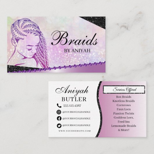 Glitzer Glam Moderner Friseur Salon Visitenkarte (Vorne/Hinten)