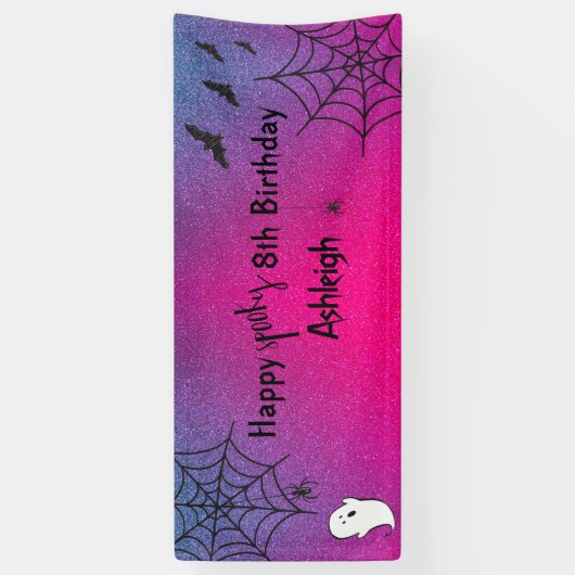 Glitzer Glam Niedlich Ghost Spider Halloween Gebur Banner (Vertikal)