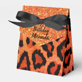 Glitzer Glam Orange Leopard Personalisiert Geschenkschachtel