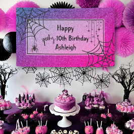 Glitzer Glam Pink Lila Spiole Halloween Geburtstag Banner