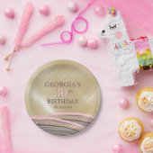 Glitzer Glam Rose Gold Geburtstag Pappteller (Party)