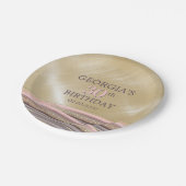Glitzer Glam Rose Gold Geburtstag Pappteller (Schrägansicht)