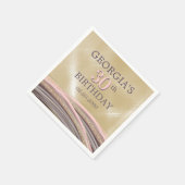 Glitzer Glam Rose Gold Geburtstag Serviette (Ecke)