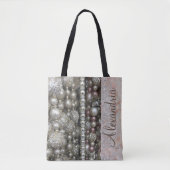 Glitzer Glam Silberperlen Personalisiert Tasche (Vorderseite)
