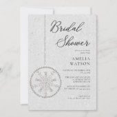 Glitzer Glam Snowflake Weißes Winter Brautparty Einladung (Vorderseite)