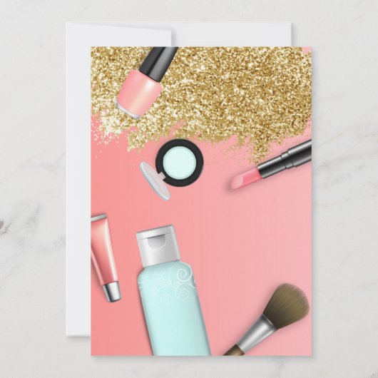 Glitzer Glam Wellness-Center Party Einladung oder (Rückseite)