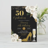 Glitzer Glamour Gold Stiletto Heelse Erwachsene Ge Einladung (Stehend Vorderseite)