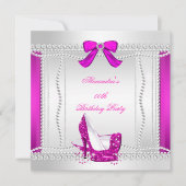 Glitzer Glamour Hot Pink High Heels Pearls Party 2 Einladung (Vorderseite)