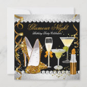 Glitzer Glamour Night Gold Black Silver Party Einladung (Vorderseite)