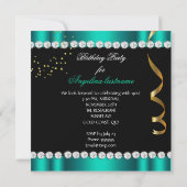 Glitzer Glamour Night Jade Gold Black Party 2 Einladung (Rückseite)