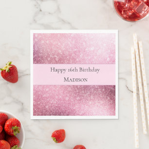 Glitzer Glamour Rosa Funkeln Sweet 16 Geburtstag Serviette