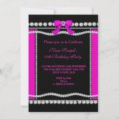 Glitzer Glamour Schwarz Heiß rosa High Heels Gebur Einladung (Rückseite)