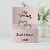 Glitzer glänzen zwei Herzen Hochzeit Liebe perso Einladung (Stehend Vorderseite)