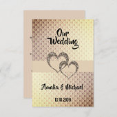 Glitzer glänzen zwei Herzen Hochzeit Liebe perso Einladung (Vorne/Hinten)