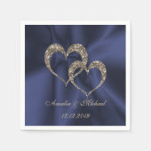 Glitzer glänzen zwei Herzen Hochzeit Liebe perso Serviette (Vorderseite)