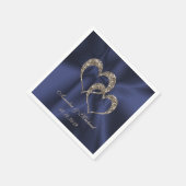 Glitzer glänzen zwei Herzen Hochzeit Liebe perso Serviette (Ecke)