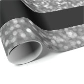 Glitzer glänzend silberrosa schwarzer Streifen Geschenkpapier (Rolleneckpunkt)