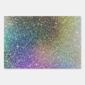 Glitzer glänzende Sterne Regenbogen lila Christmes Geschenkpapier Set (Vorderseite)