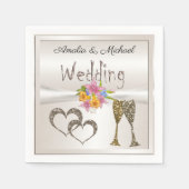 Glitzer glänzt Gläser Champagnerherzen Serviette (Vorderseite)