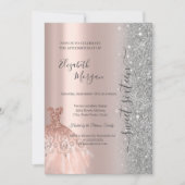 Glitzer Glitzer Dress Rose Gold Sweet 16 Einladung (Vorderseite)