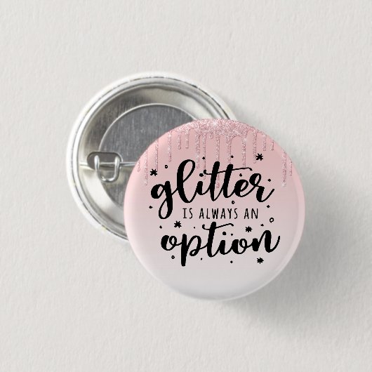 Glitzer/Glitzer mit rosa Tropfen ist immer eine Op Button (Vorne & Hinten)