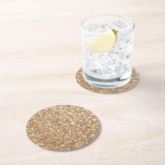 Glitzer-Glitzern aus Hell-Kupfer Runder Pappuntersetzer (Vor Ort)