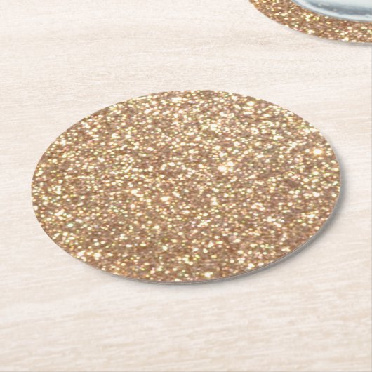 Glitzer-Glitzern aus Hell-Kupfer Runder Pappuntersetzer (Angewinkelt)