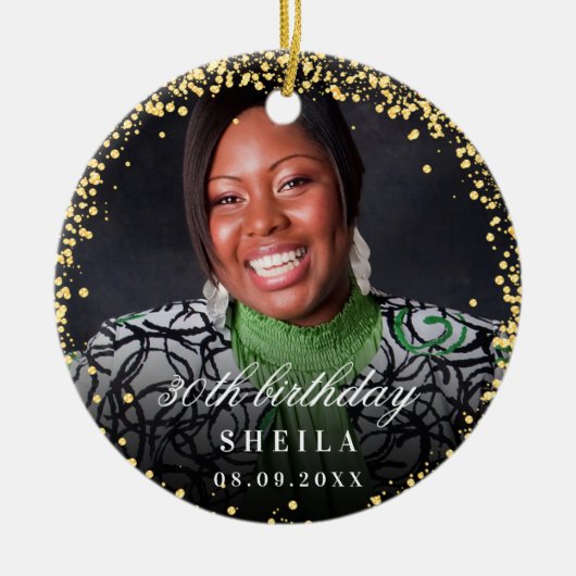 Glitzer Glitzern Foto Keramik Ornament (Vorne)