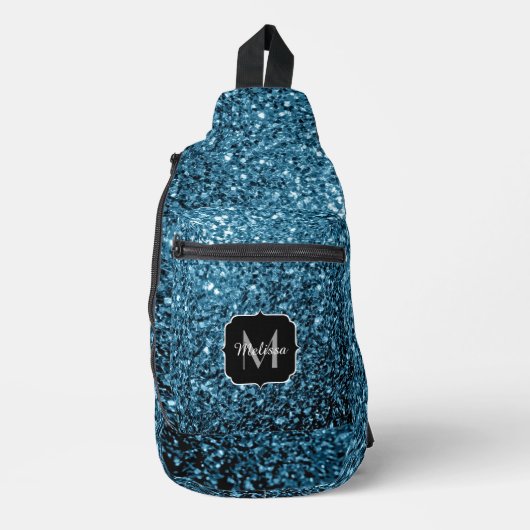 Glitzer-Glitzern für hellblaue Imitate Crossbody Bag (Vorderseite)