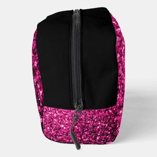 Glitzer-Glitzern-Imitat-Schwarz Monogramm Waschbeutel (Rechts)