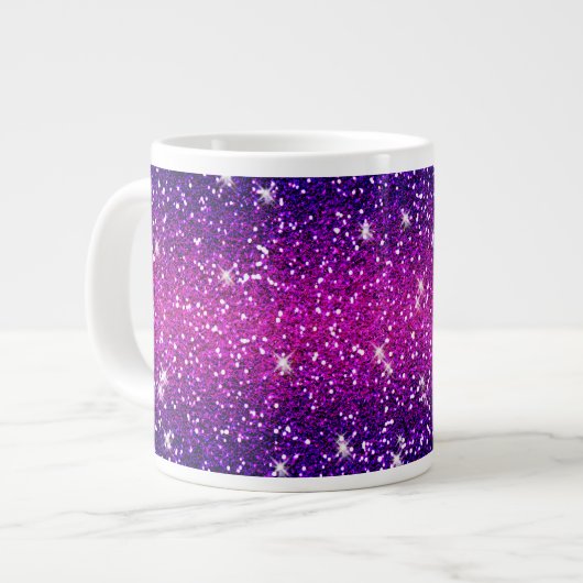 Glitzer-Glitzern-lila rosa Beschaffenheit Jumbo-Tasse (Vorderseite Links)
