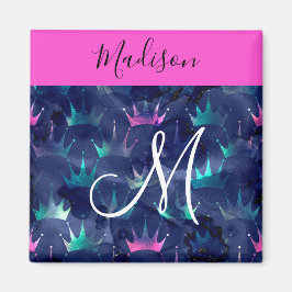 Glitzer Glitzern Mermaid Crowns Monogram Magnet