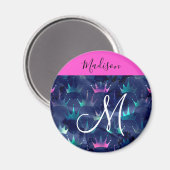 Glitzer Glitzern Mermaid Crowns Monogram Magnet (Vorderseite/Rückseite)