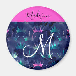 Glitzer Glitzern Mermaid Crowns Monogram Magnet
