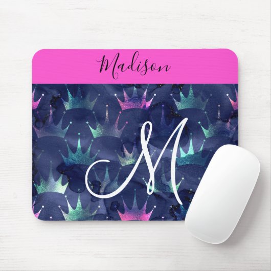 Glitzer Glitzern Mermaid Crowns Monogram Mousepad (Mit Mouse)