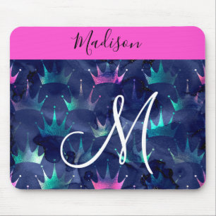 Glitzer-Glitzern Mermaid Crowns Monogramm Mousepad