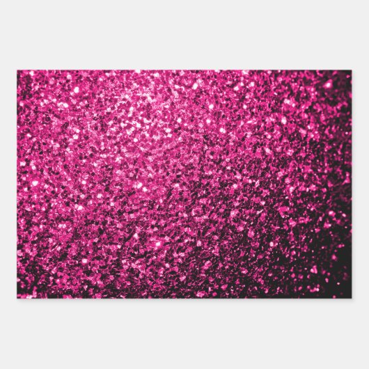 Glitzer-Glitzern mit heißen rosa Imitaten Geschenkpapier Set (Vorderseite 2)