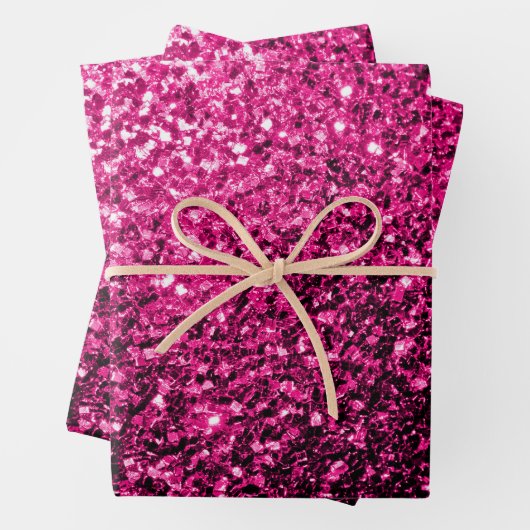 Glitzer-Glitzern mit heißen rosa Imitaten Geschenkpapier Set (Beispiel)
