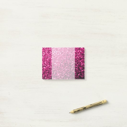 Glitzer-Glitzern mit heißen rosa Imitaten Post-it Klebezettel (Auf Schreibtisch)