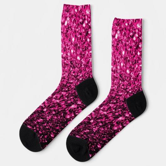 Glitzer-Glitzern mit heißen rosa Imitaten Socken (Linkes Detail)