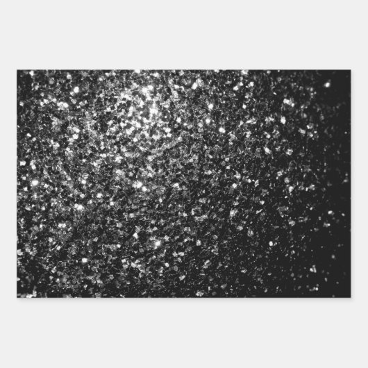 Glitzer Glitzern mit Schwarz-Weiß-Imitat Geschenkpapier Set (Vorderseite 2)