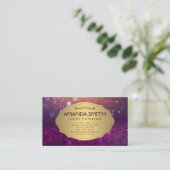 Glitzer Glow Lila | Metallic Gold Business Card Visitenkarte (Stehend Vorderseite)