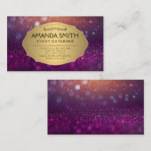 Glitzer Glow Lila | Metallic Gold Business Card Visitenkarte (Vorne/Hinten)