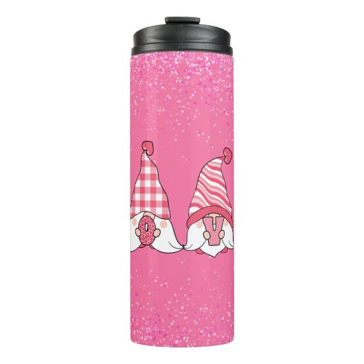 Glitzer Gnome Liebe Thermosbecher (Vorderseite)