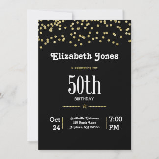 Glitzer Gold 50. Geburtstag Einladung